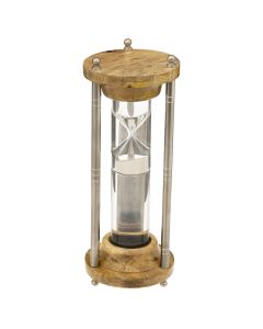 Timepieces, Rana, mango wood/aluminium/glass, brown, 9.5x9.5xH25 cm