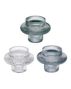 Candle holder, set 3 pieces, glass, assorted, 8x8xH6 cm