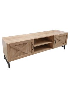 TV cabinet, Bebou, metal legs, melamine, brown/black, 152x38xH47.5 cm