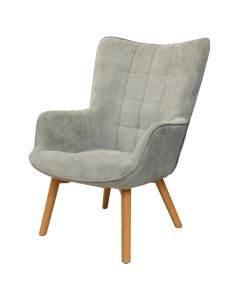 Armchair, Matisse, textile upholstery, wooden legs, grey, 72x80xH99 cm