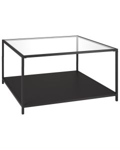 Middle table, Huud, metal structure, glass top, black, 80x80xH42 cm