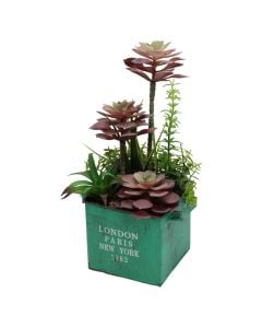 Artificial flower, in vase, plastic, green, 13x13xH31 cm