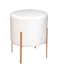Pouffe, Living, velvet, white, 34x34xH40 cm