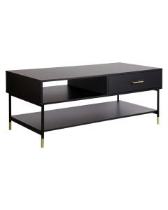 Coffee table, Tedy, mdf/metal, black/golden, 110x60xH48 cm