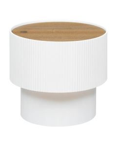 Side table, Enola, Mdf, white, D38.5 x H35cm