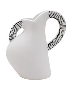 Decorative vase, ceramic, white/black, 22x9x25 cm