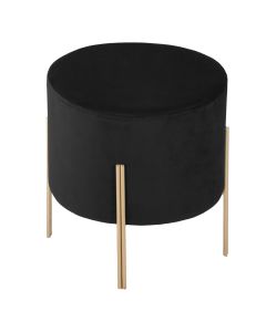 Pouffe, mdf/polyester/metal, black/golden, Ø34xH40 cm