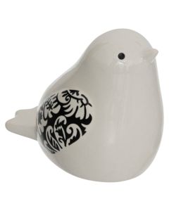 Objekt dekorues, Bird, S, qeramike, e bardhë/e zezë, 10x7xH11.5 cm