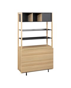 Raft librash, Extensio, me tavolinë, Mdf-E1, bezhë, kafe/e zezë, 100x38xH180 cm