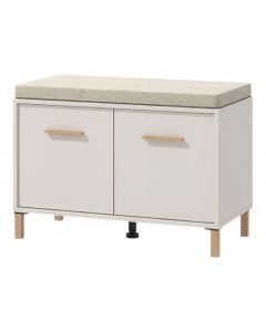 Shoe cabinet, Belfort, with bench, melamine, white/grey, 80x40xH57 cm