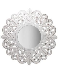 Decorative mirror, wooden, white, 90x90