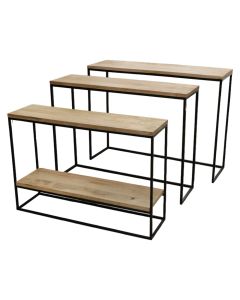 Middle table set, metal/wood, colorful, S-93x26x65; M-100x29xH75 cm; L-107x32xH80 cm