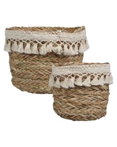 Shportë magazinimi, set 2 copë, kashtë, natyrale, 15xH16 cm; 20xH18 cm