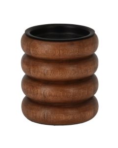 Candle holder, mango wood, brown, Ø10xH11.2 cm
