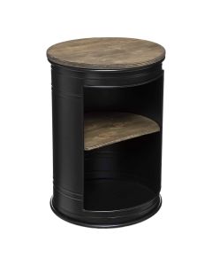Side table, Diego, wooden/metal, black, Ø33.5xH47.5 cm