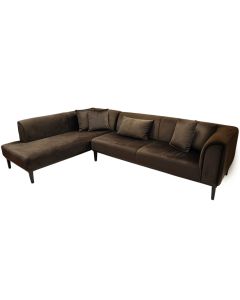 Corner Sofa, Pierro, right, textile upholstery, dark brown, (205+202)x76xH91 cm