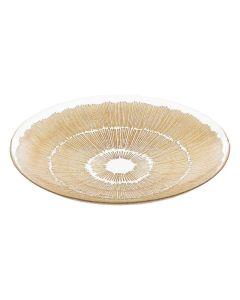 Decorative plate, Aurore, glass, beige, Ø40xH6 cm