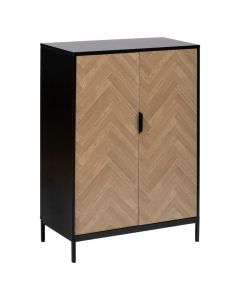 Hall unit "Chevron" in beige color, black melamine material. Dimensions, H : 110 cm, W : 80 cm, D : 40 cm.