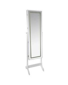 Static mirror, Bettany, with jewelry cabinet and Led, mdf, white, 37x15xH155 cm