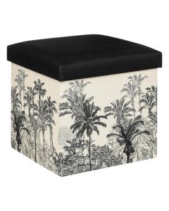 Pouffe, Benicio, with storage space, white/black, 38x38 cm