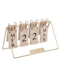 Decorative object, Calendar, metal, golden, 28x11xH17 cm