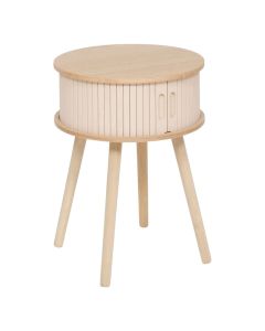 Side table, Nysos, with 2 doors, mdf, beige, Ø40xH54 cm