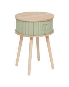 Side table, Nysos, with 2 doors, mdf, natural/green, Ø40xH54 cm