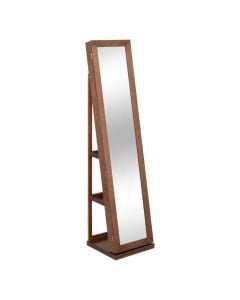 Pasqyrë statike, Vivia, me mbajtëse bizhuterish, mdf/xham, kafe, 38x38xH168 cm