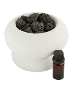 Aromatik ambienti, me 10 ml vaj me aromë, qeramike, e bardhë/e zezë, Ø13.8xH9.8 cm