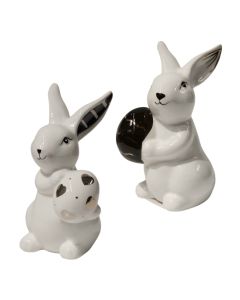 Decorative statute, Bunny, ceramic, assorted, 8.5x8.5xH14cm