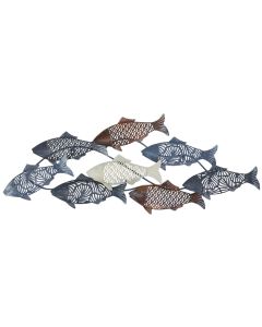 Dekorues muri, Fish, metalike, blu/e bardhë/kafe, 91xH36.5 cm