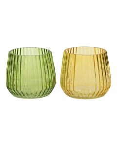 Candle holder, glass, assorted, Ø10.8xH9.2 cm