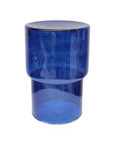 Side table, glass, blue, Ø30.5xH44.5 cm