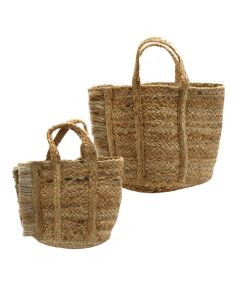Kosh dekorativ, set 2 copë, jute, Kafe