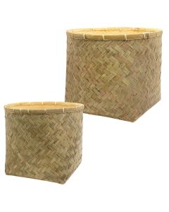 Kosh dekorativ, set 2 copë, bambu, Natyrale