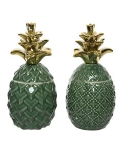 Decorative object, Pineapple, porcelain, green, 11x11xH21.5 cm