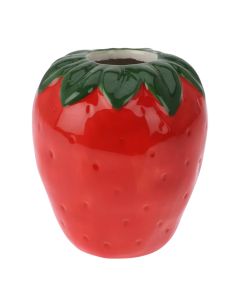 Decorative vase, dolomite, red, green, strawberry, H10 x ø8.5 cm