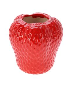 Decorative vase, dolomite, red, strawberry, H20 x ø18.5 cm