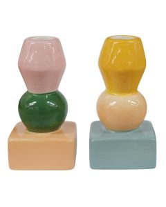 Candle holder, dolomite, various, H12.5 x W6 x D6 cm