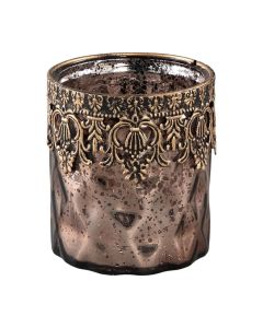Candle holder, glass, bronze, 9x9xH10 cm