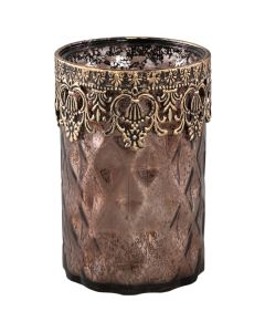 Candle holder, glass, bronze, 9x9xH13.5 cm