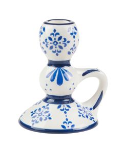 Candle Holder, ceramic, blue/white, 9.4x10.3xH11.8 cm