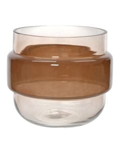 Vazo dekorative, qelq, transparente/kafe, Ø18.5xH16.2 cm