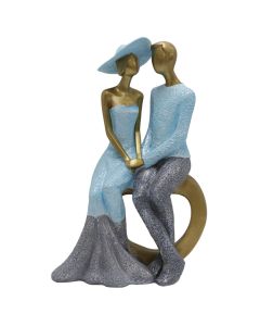 Decorative statue, Couple, resin, black/ bronze, 19x11xH31.5 cm