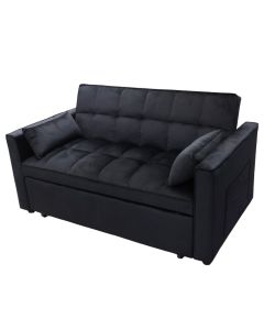 Divan, velvet, strukturë druri, e zezë, bëhet krevat, 140x84xH82 cm