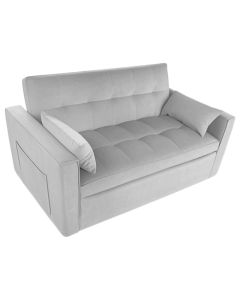 Divan, velvet, strukturë druri, gri, bëhet krevat, 140x84xH82 cm