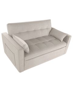 Divan, velvet, strukturë druri, bezhë, bëhet krevat, 140x84xH82 cm