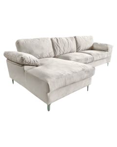 Corner  sofa, left, textile upholestry, metal feet, mink, 263x135xH83 cm