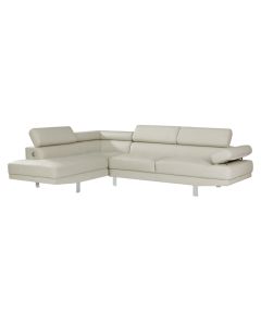 Corner sofa, left, leather, metal legs, mist grey, (267x195/89)x68xH82 cm