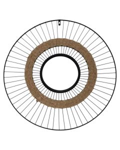 Pasqyrë dekorative, xham, ratan, kafe, Dia.60 cm